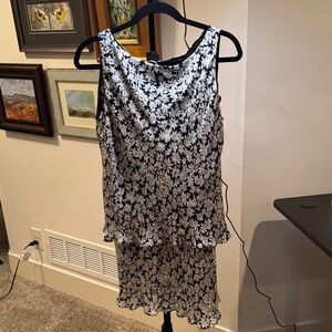 Ralph Lauren Blue Label Navy and White Floral Midi Dress